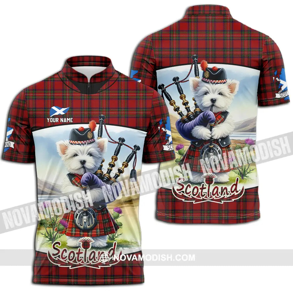 Unisex Shirt - Custom Text Shirt Scotland Dog Shirt Zipper Polo Shirt / S T-shirt