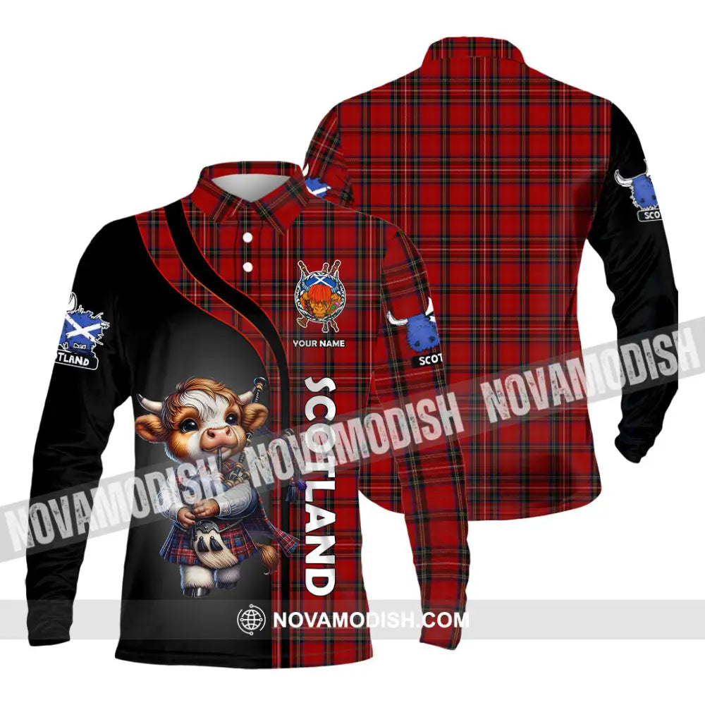 Unisex Shirt - Custom Text Shirt Scotland Highland Cow Shirt Long Sleeve Polo / S T-shirt