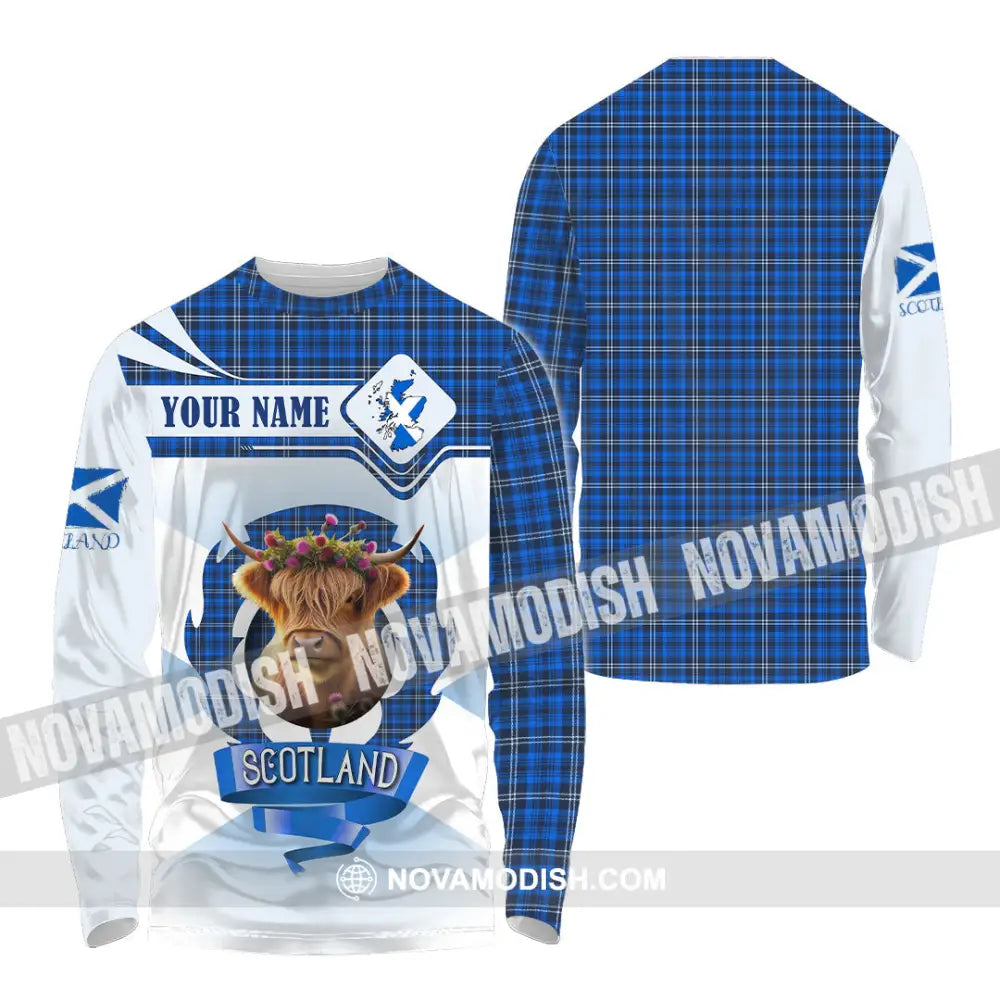 Unisex Shirt - Custom Text Shirt Scotland Highland Cow Shirt Long Sleeve Shirt / S T-shirt