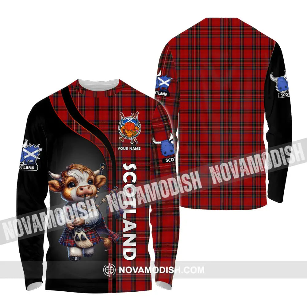 Unisex Shirt - Custom Text Shirt Scotland Highland Cow Shirt Long Sleeve Shirt / S T-shirt