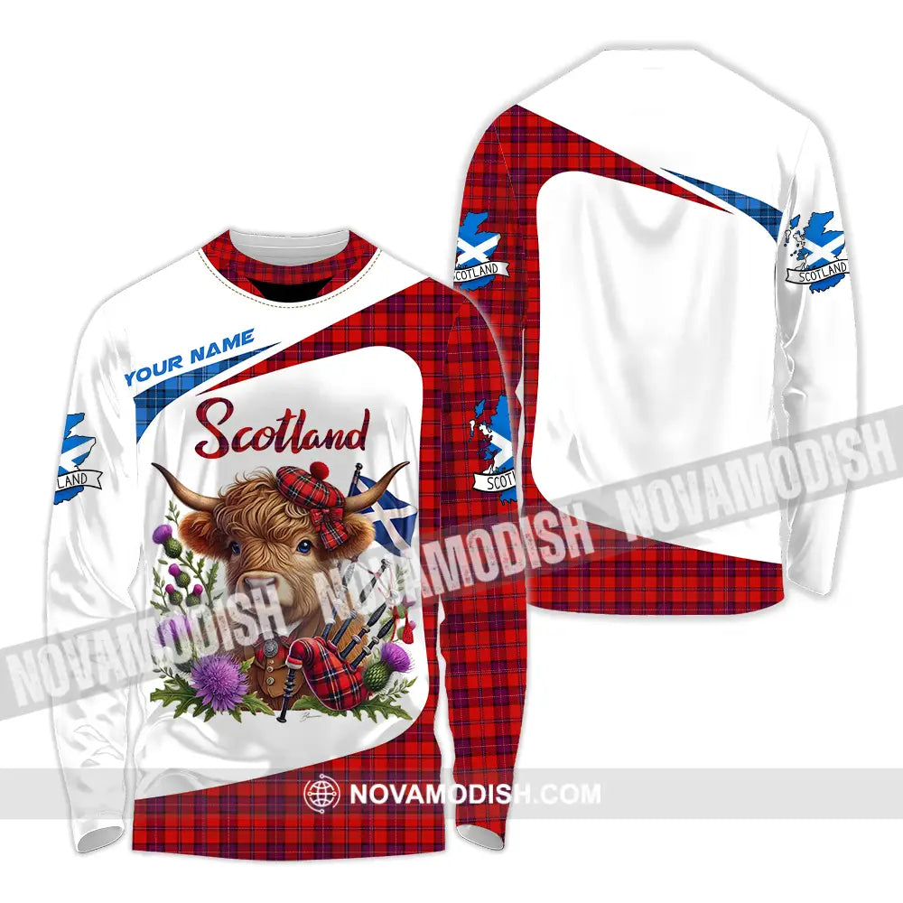 Unisex Shirt - Custom Text Shirt Scotland Highland Cow Shirt Long Sleeve Shirt / S T-shirt