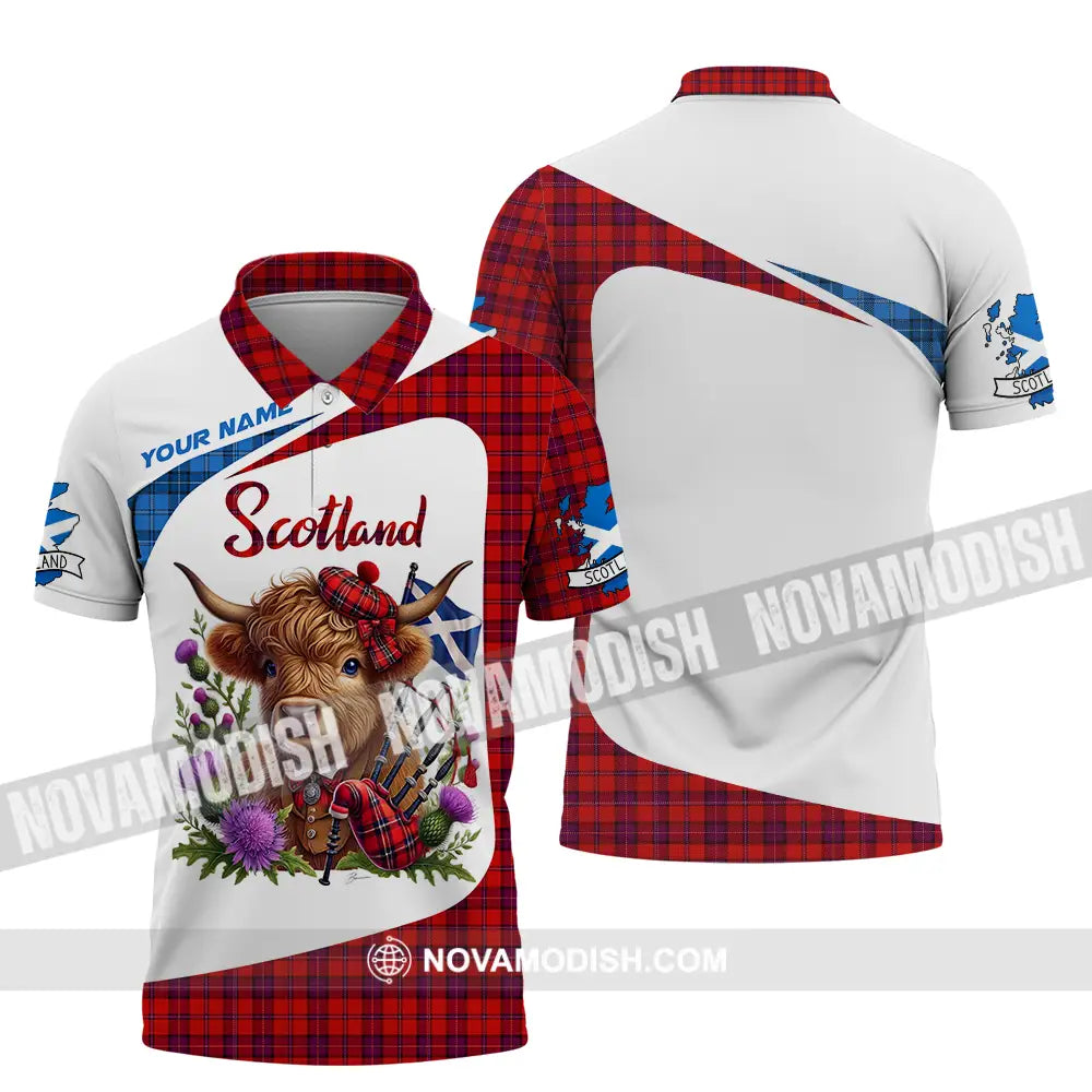 Unisex Shirt - Custom Text Shirt Scotland Highland Cow Shirt Polo Shirt / S T-shirt