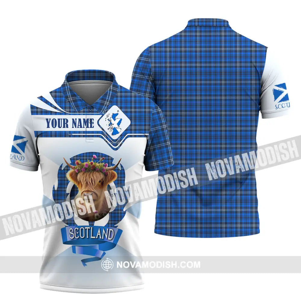 Unisex Shirt - Custom Text Shirt Scotland Highland Cow Shirt Polo Shirt / S T-shirt