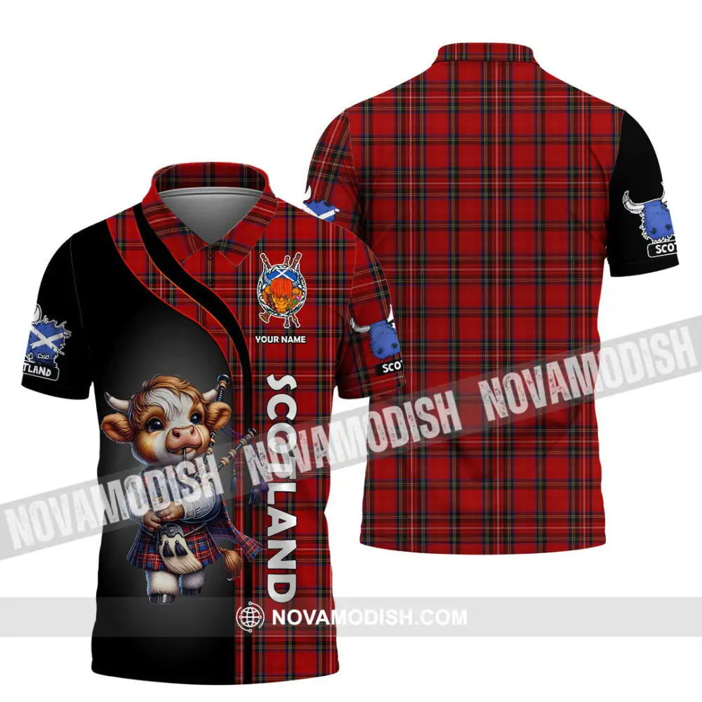Unisex Shirt - Custom Text Shirt Scotland Highland Cow Shirt Polo Shirt / S T-shirt
