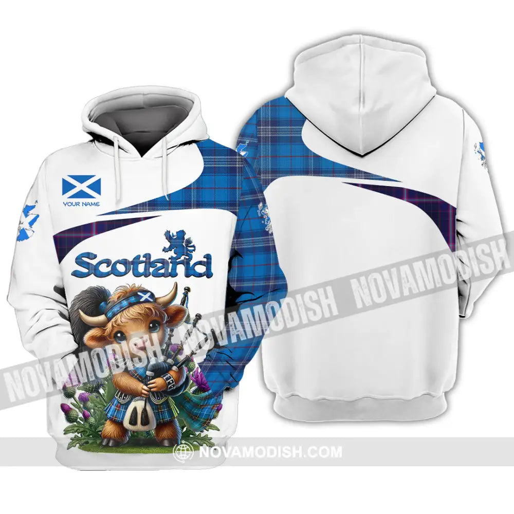 Unisex Shirt - Custom Text Shirt Scotland Highland Cow With Bagpipes Shirt Hoodie / S T-shirt