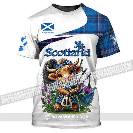 Unisex Shirt - Custom Text Shirt Scotland Highland Cow With Bagpipes Shirt T-Shirt / S T-shirt