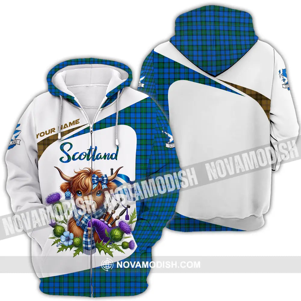 Unisex Shirt - Custom Text Shirt Scotland Highland Cow Shirt Zipper Hoodie / S T-shirt