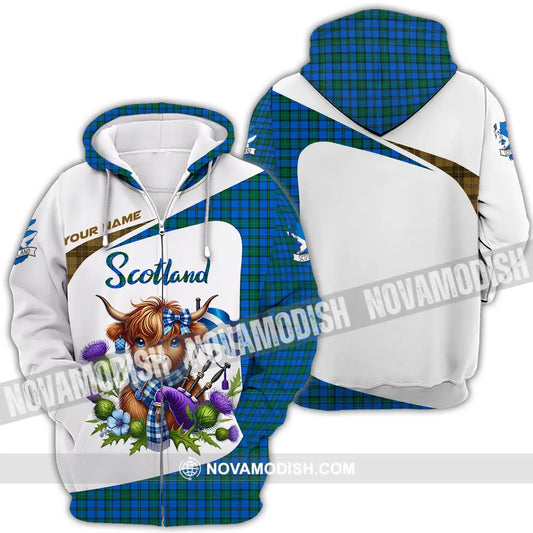 Unisex Shirt - Custom Text Shirt Scotland Highland Cow Shirt Zipper Hoodie / S T-shirt