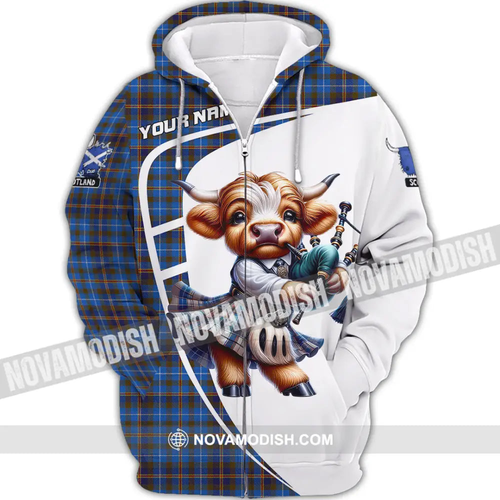 Unisex Shirt - Custom Text Shirt Scotland Highland Cow Shirt Zipper Hoodie / S T-shirt