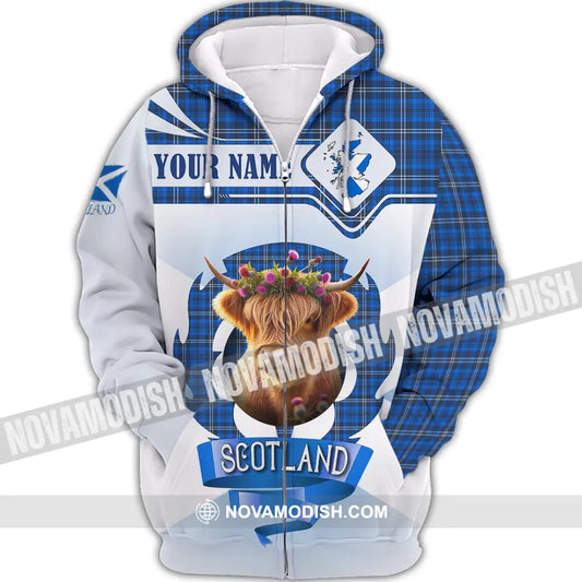 Unisex Shirt - Custom Text Shirt Scotland Highland Cow Shirt Zipper Hoodie / S T-shirt