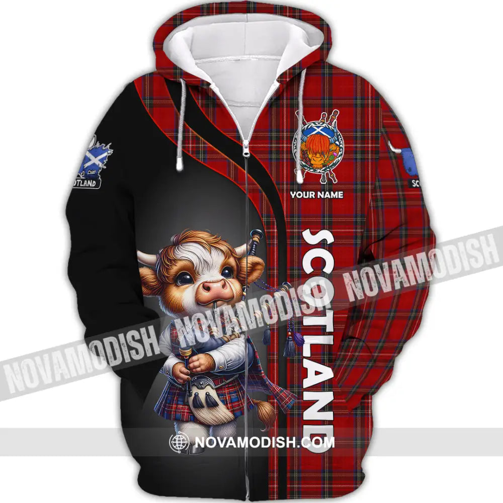 Unisex Shirt - Custom Text Shirt Scotland Highland Cow Shirt Zipper Hoodie / S T-shirt