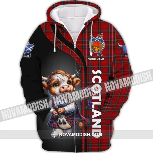 Unisex Shirt - Custom Text Shirt Scotland Highland Cow Shirt Zipper Hoodie / S T-shirt