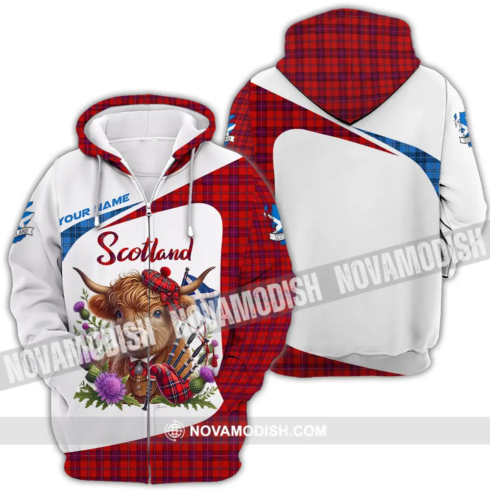 Unisex Shirt - Custom Text Shirt Scotland Highland Cow Shirt Zipper Hoodie / S T-shirt