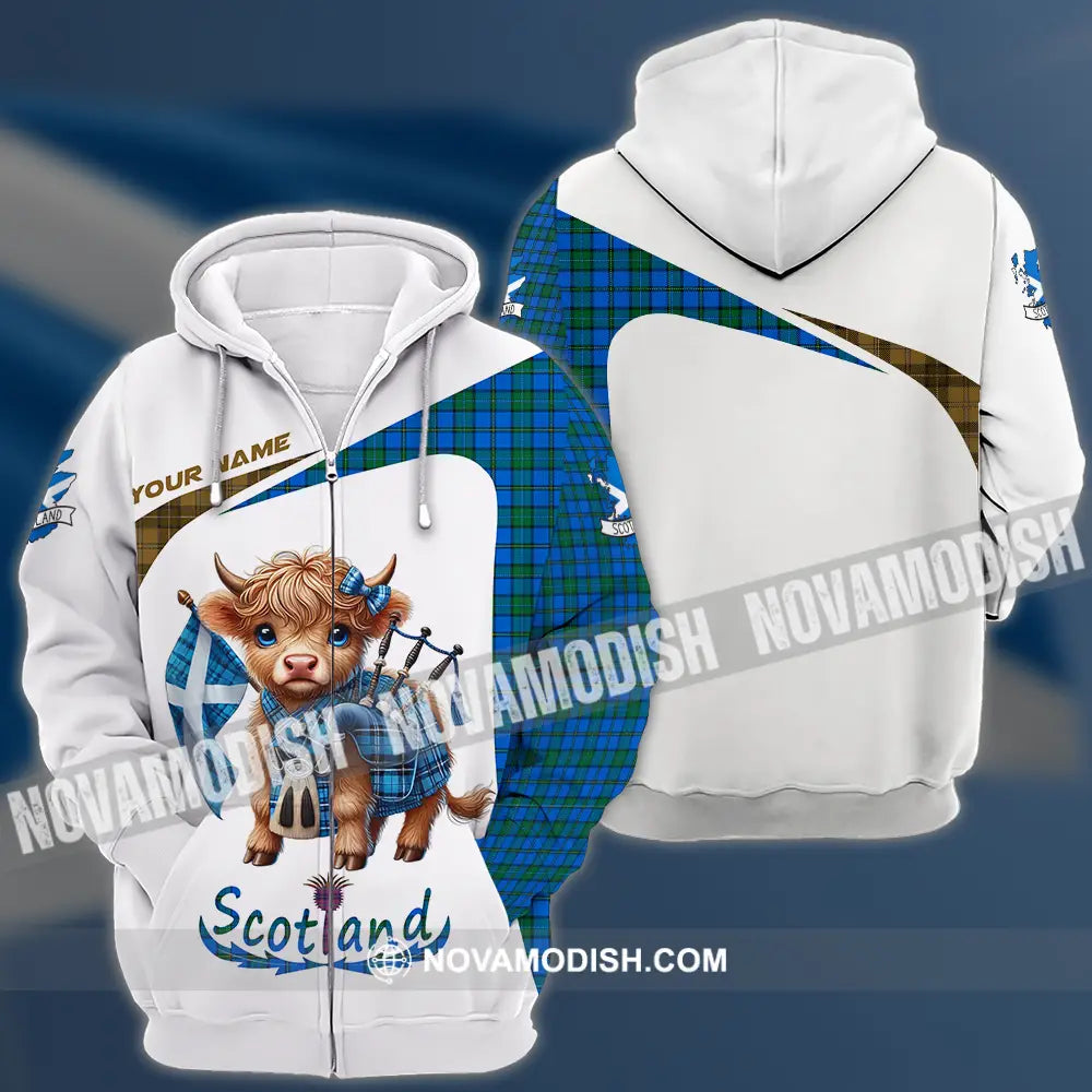 Unisex Shirt - Custom Text Shirt Scotland Highland Cow Shirt Zipper Hoodie / S T-shirt