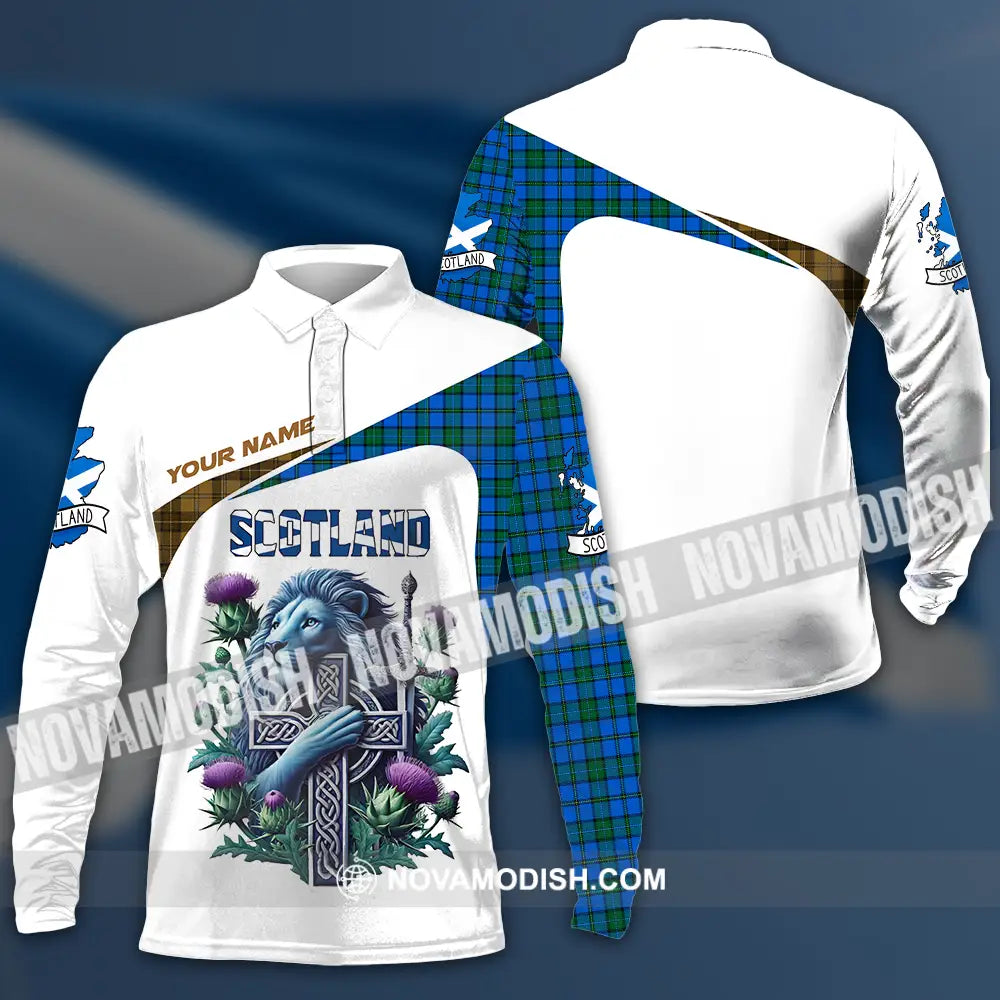 Unisex Shirt - Custom Text Shirt Scotland Shirt Long Sleeve Polo / S T-shirt