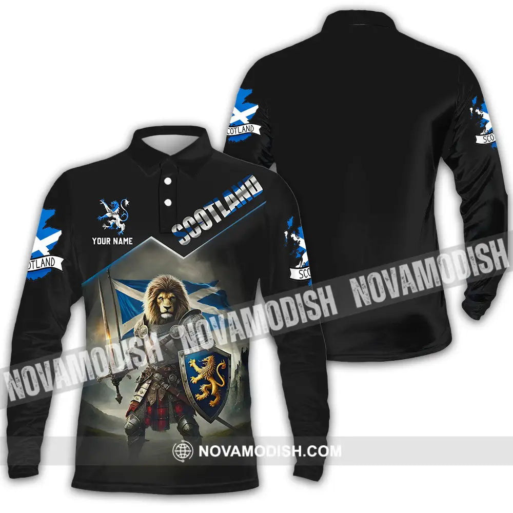 Unisex Shirt - Custom Text Shirt Scotland Long Sleeve Polo / S T-shirt