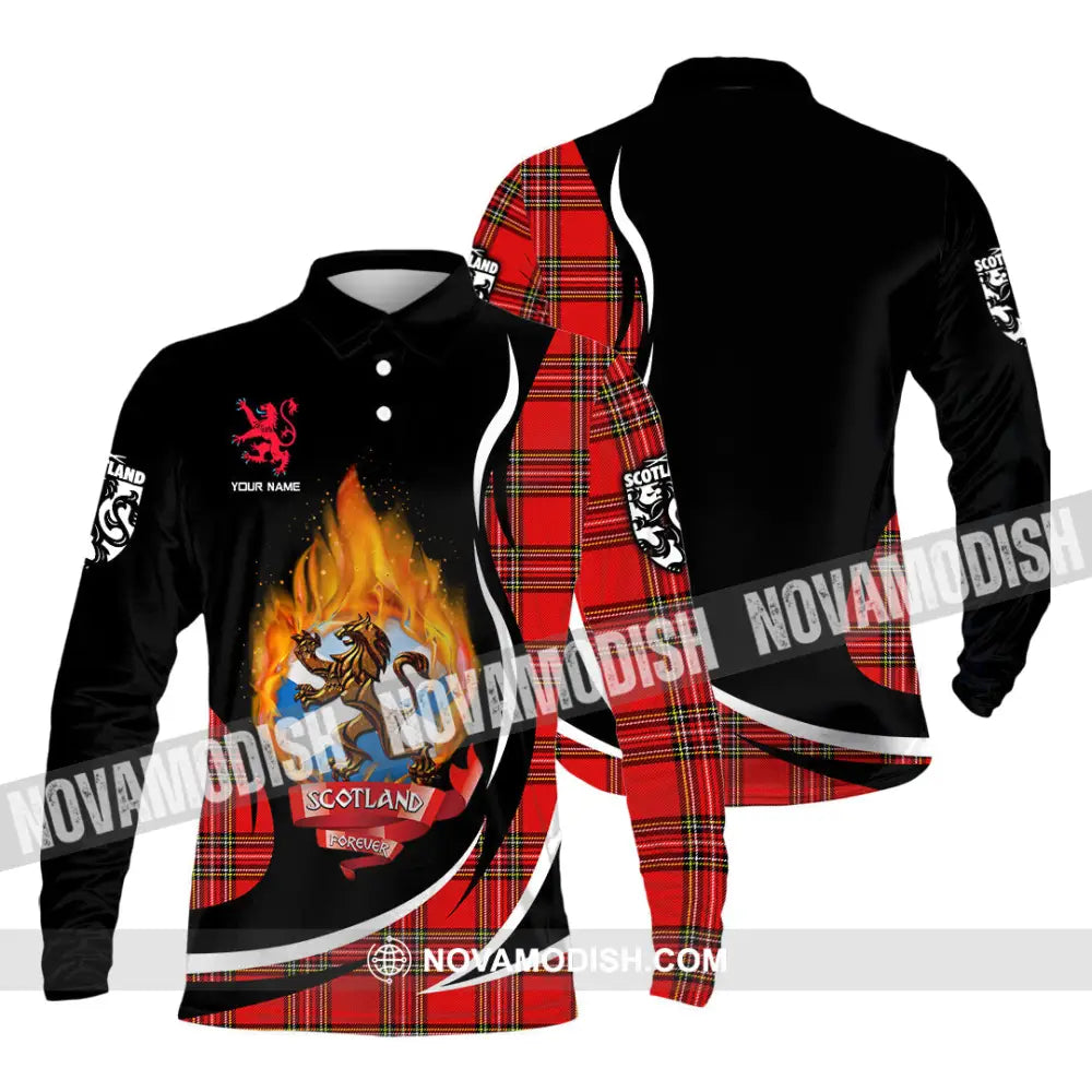 Unisex Shirt - Custom Text Shirt Scotland Shirt Long Sleeve Polo / S T-shirt