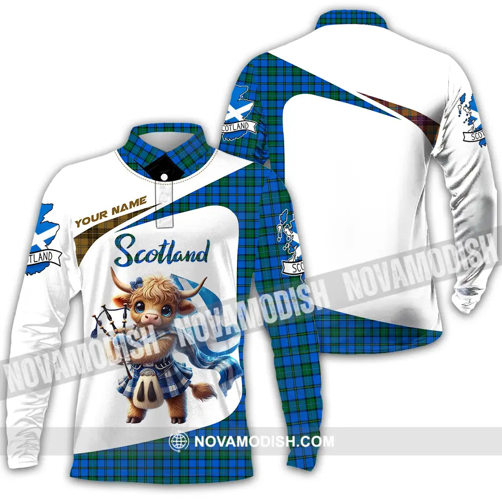 Unisex Shirt - Custom Text Scotland Long Sleeve Polo / S T-Shirt