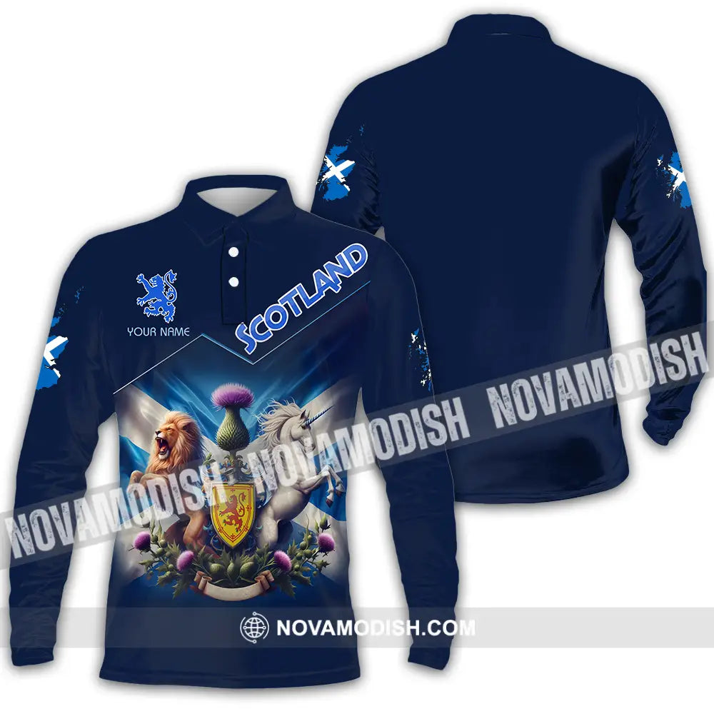 Unisex Shirt - Custom Text Shirt Scotland Shirt Long Sleeve Polo / S T-shirt