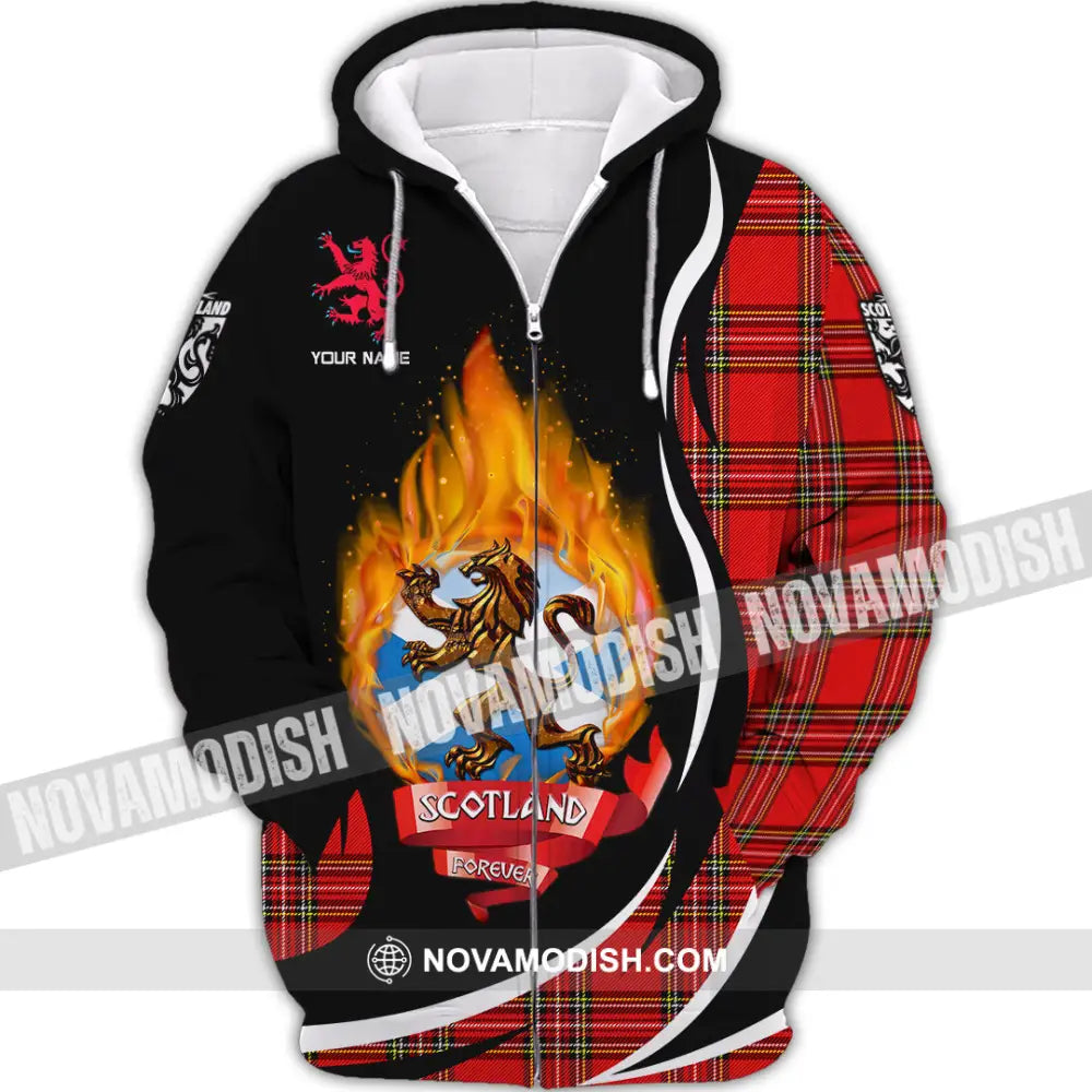 Unisex Shirt - Custom Text Shirt Scotland Shirt Zipper Hoodie / S T-shirt