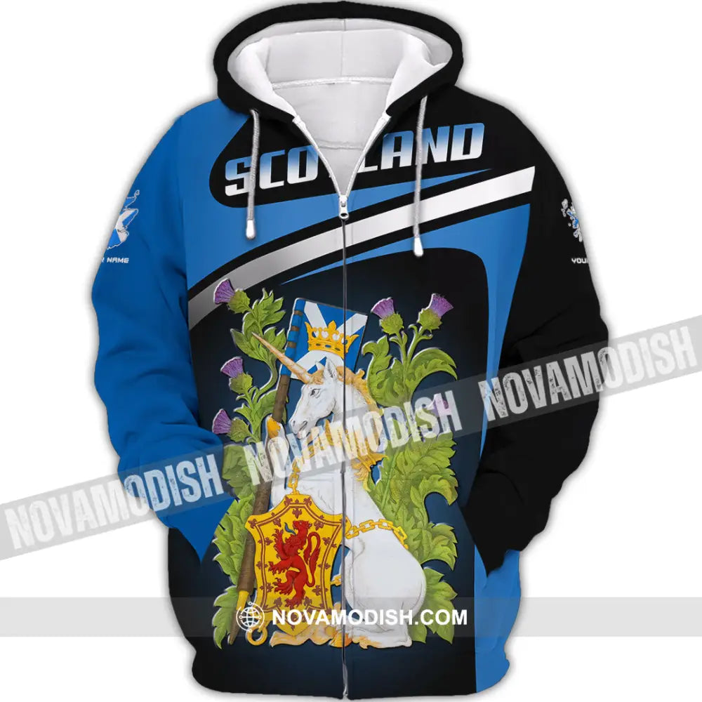 Unisex Shirt - Custom Text Shirt Scotland Shirt Zipper Hoodie / S T-shirt