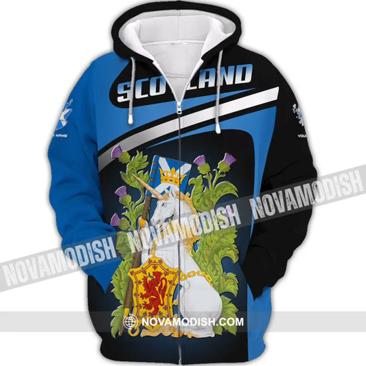 Unisex Shirt - Custom Text Shirt Scotland Shirt Zipper Hoodie / S T-shirt