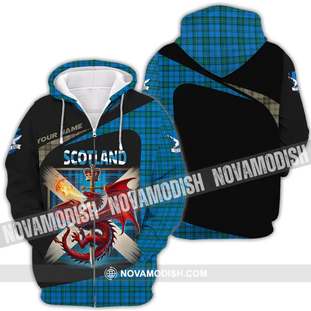 Unisex Shirt - Custom Text Shirt Scotland Shirt Zipper Hoodie / S T-shirt
