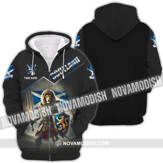 Unisex Shirt - Custom Text Shirt Scotland Zipper Hoodie / S T-shirt