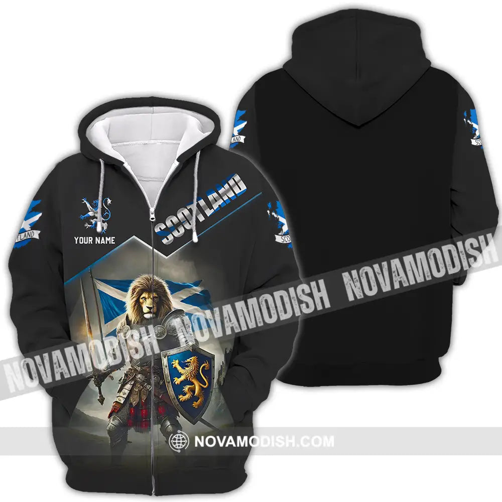 Unisex Shirt - Custom Text Shirt Scotland Zipper Hoodie / S T-shirt