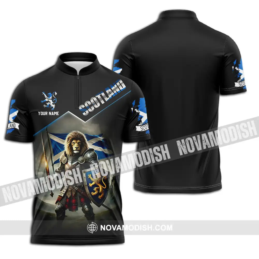 Unisex Shirt - Custom Text Shirt Scotland Zipper Polo Shirt / S T-shirt
