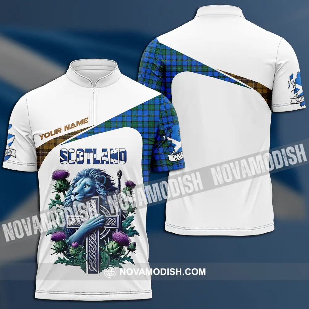 Unisex Shirt - Custom Text Shirt Scotland Shirt Zipper Polo Shirt / S T-shirt