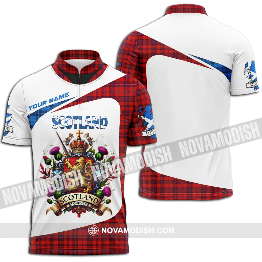 Unisex Shirt - Custom Text Shirt Scotland Shirt Zipper Polo Shirt / S T-shirt
