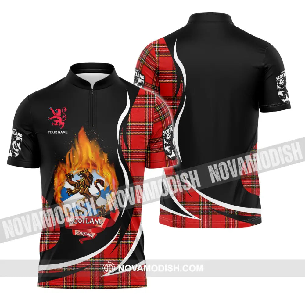 Unisex Shirt - Custom Text Shirt Scotland Shirt Zipper Polo Shirt / S T-shirt