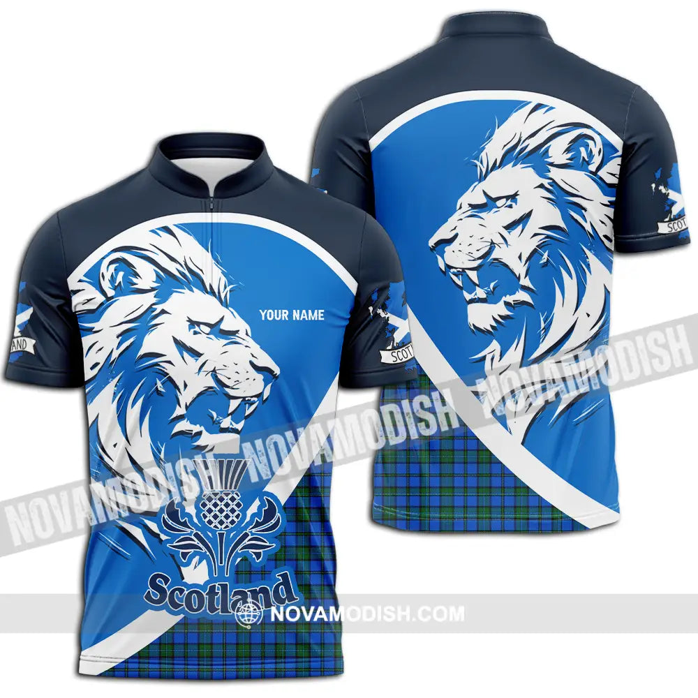 Unisex Shirt - Custom Text Shirt Scotland Shirt Zipper Polo Shirt / S T-shirt