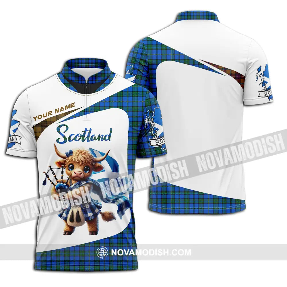 Unisex Shirt - Custom Text Scotland Zipper Polo / S T-Shirt
