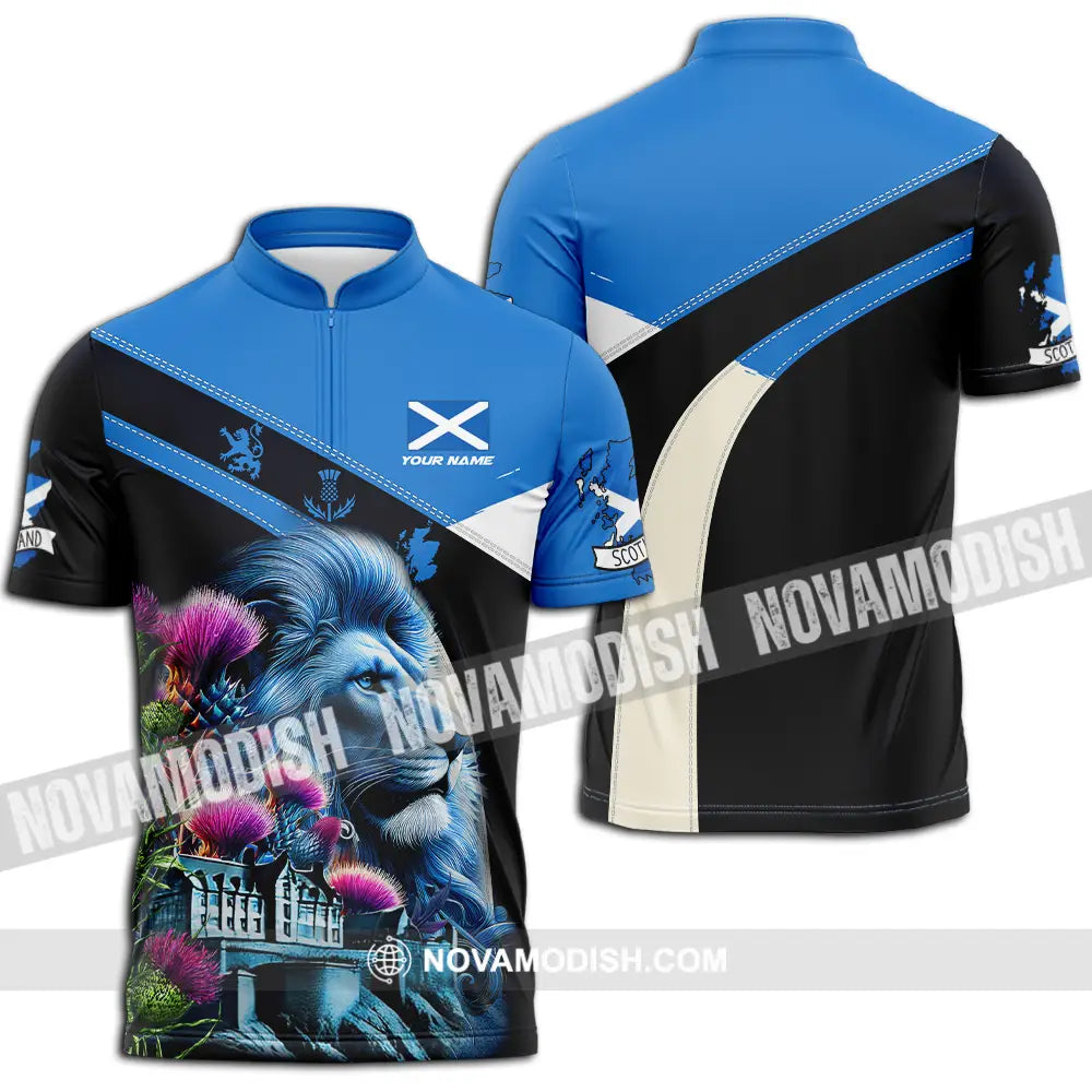 Unisex Shirt - Custom Text Shirt Scotland Shirt Zipper Polo Shirt / S T-shirt