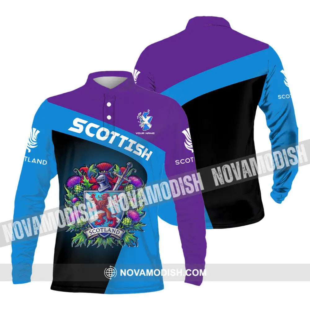 Unisex Shirt - Custom Text Shirt Scottish Shirt Long Sleeve Polo / S T-shirt