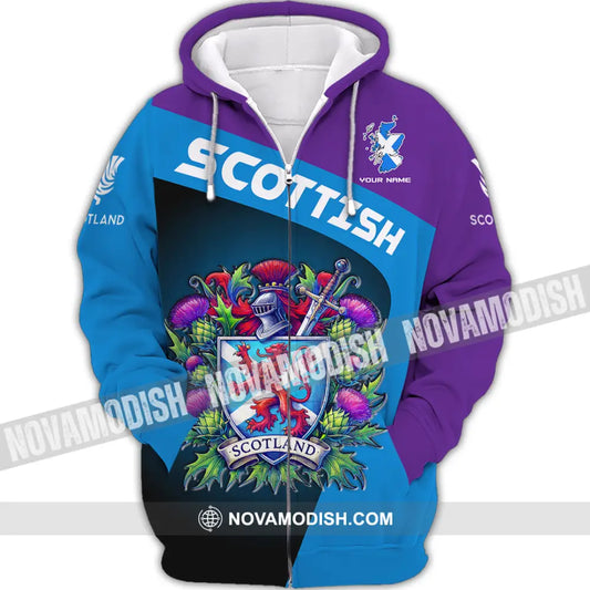 Unisex Shirt - Custom Text Shirt Scottish Shirt Zipper Hoodie / S T-shirt