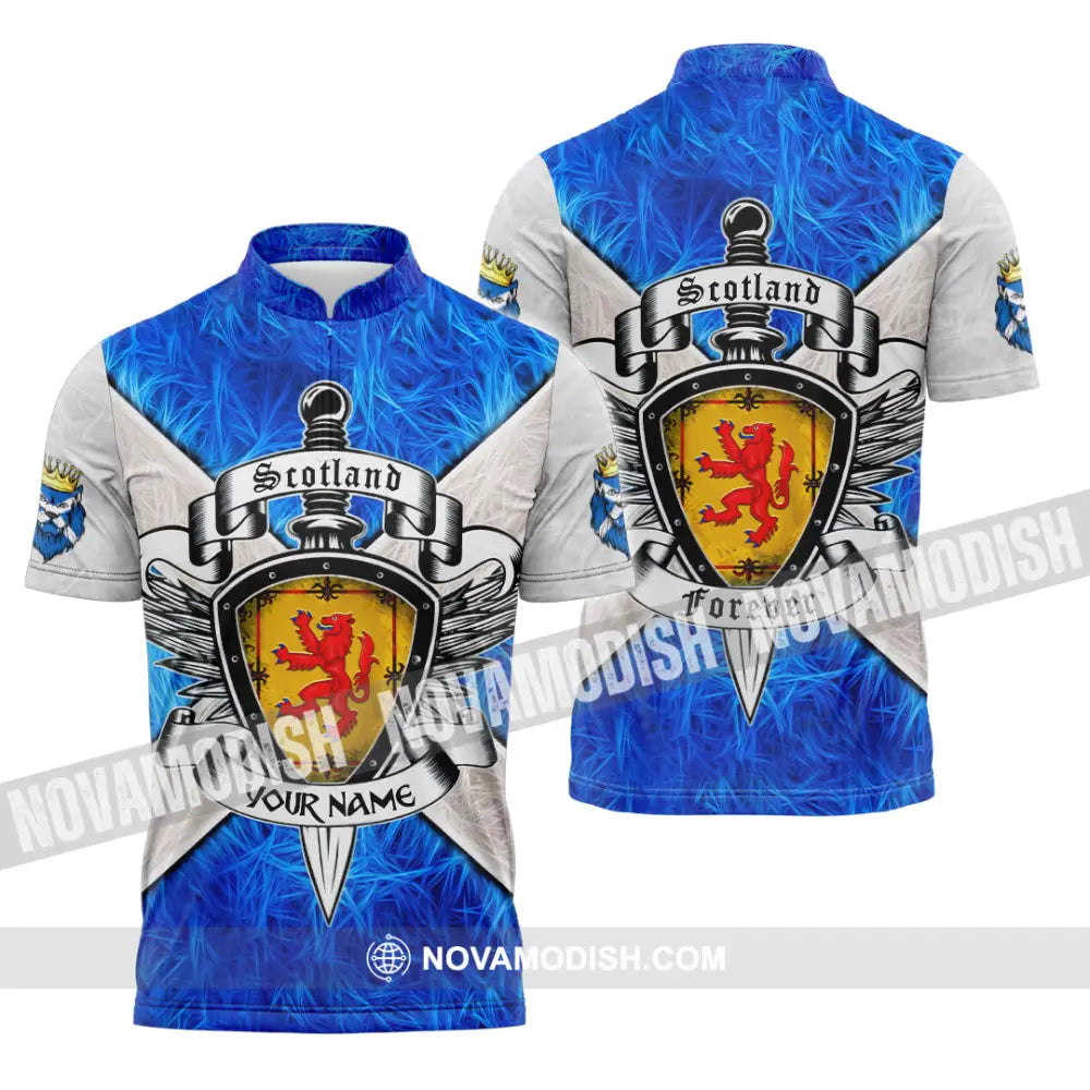 Unisex Shirt - Custom Text Shirt Scottish Shirt Zipper Polo Shirt / S T-shirt