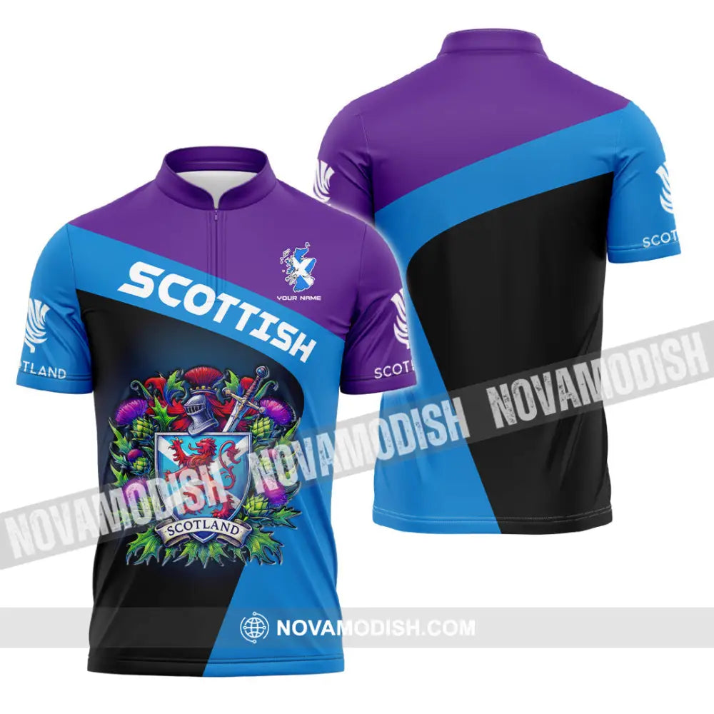 Unisex Shirt - Custom Text Shirt Scottish Shirt Zipper Polo Shirt / S T-shirt