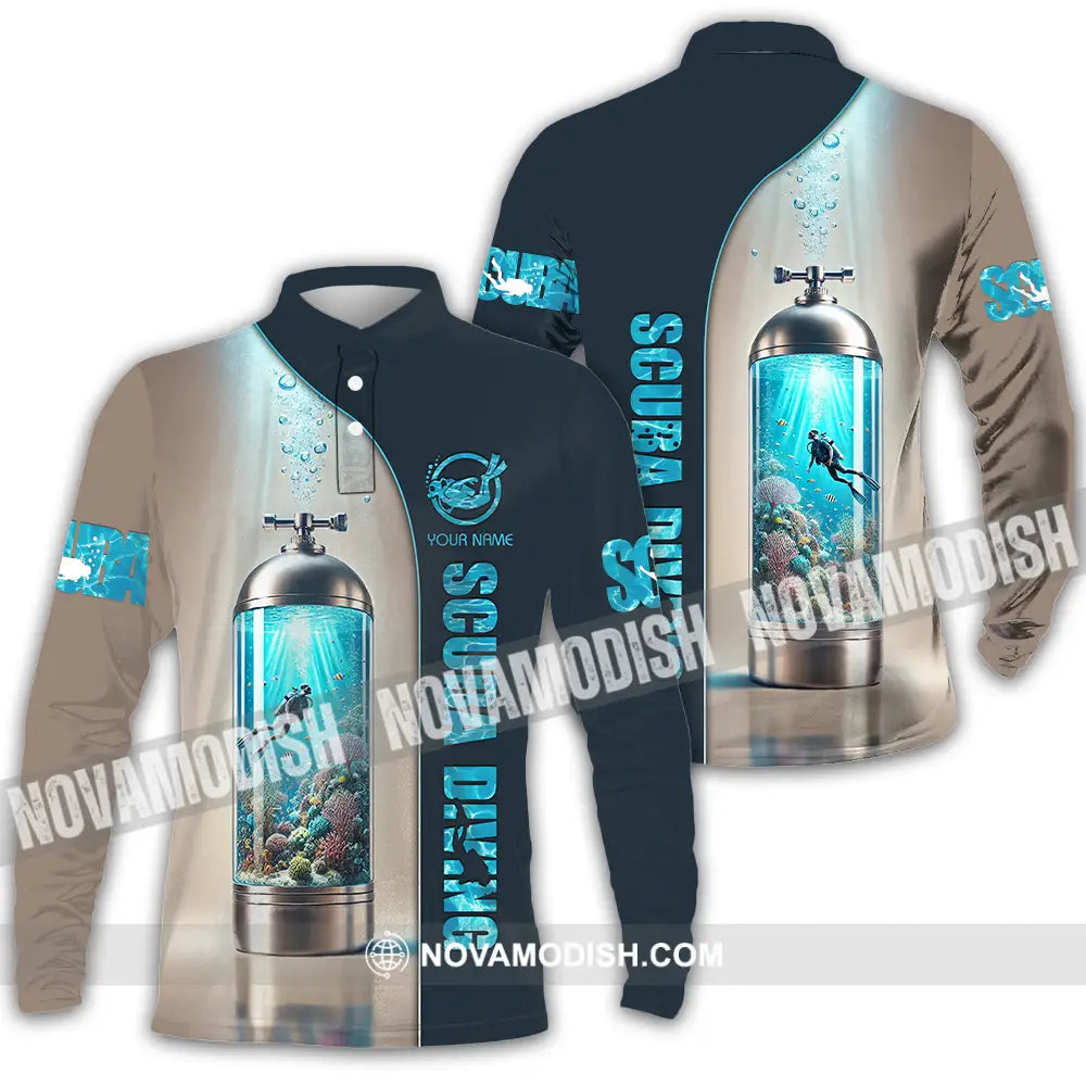 Unisex Shirt - Custom Text Shirt Scuba Diving Long Sleeve Polo / S T-shirt