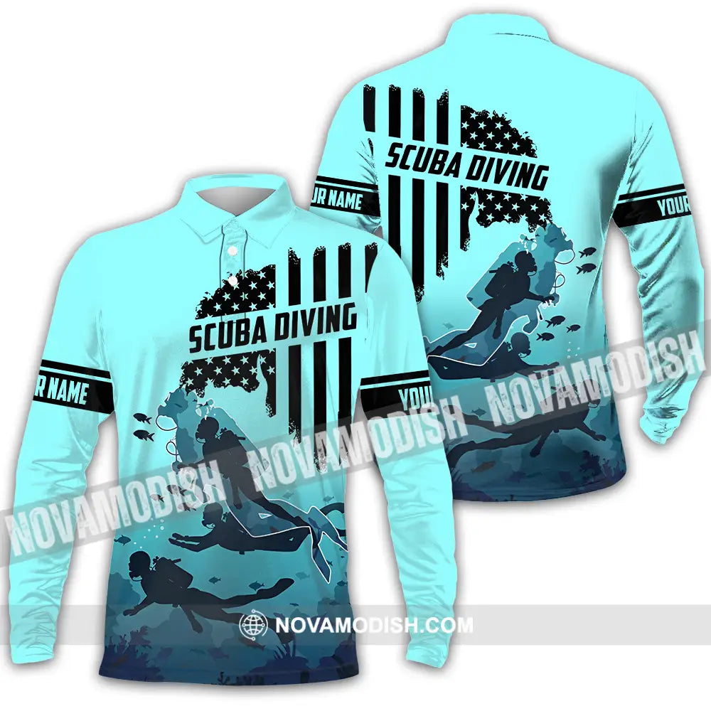 Unisex Shirt - Custom Text Shirt Scuba Diving Long Sleeve Polo / S T-shirt