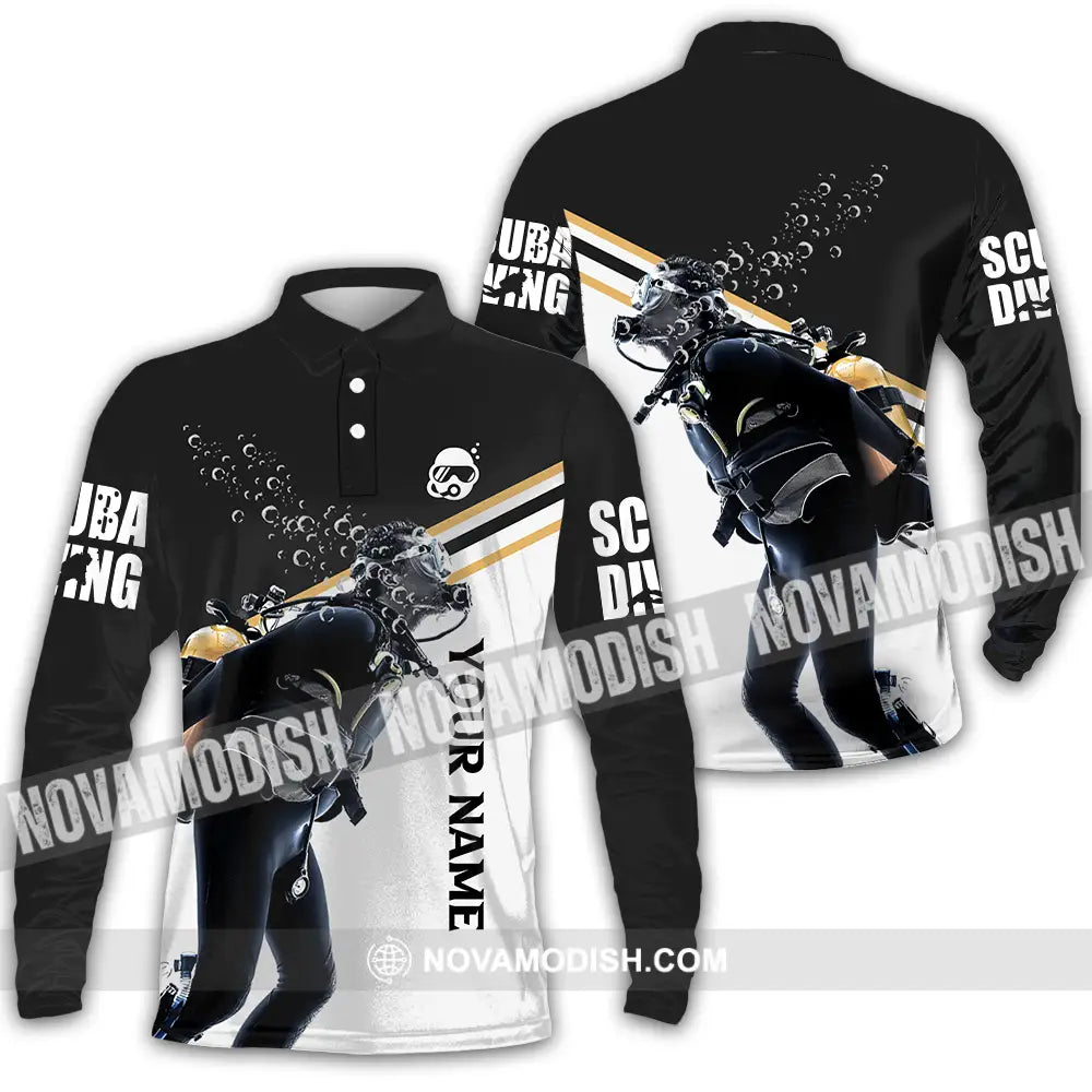 Unisex Shirt - Custom Text Shirt Scuba Diving Long Sleeve Polo / S T-shirt