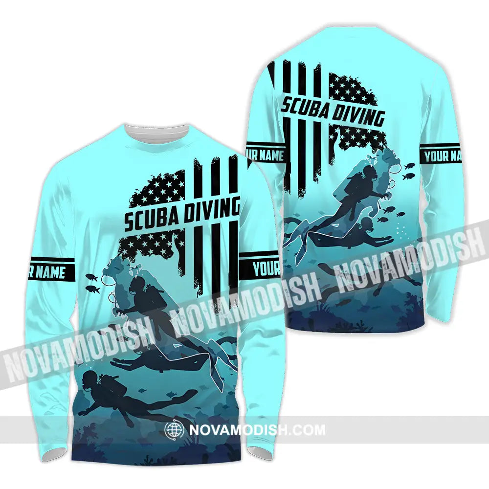 Unisex Shirt - Custom Text Shirt Scuba Diving Long Sleeve Shirt / S T-shirt