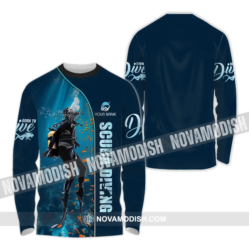 Unisex Shirt - Custom Text Shirt Scuba Diving Long Sleeve Shirt / S T-shirt