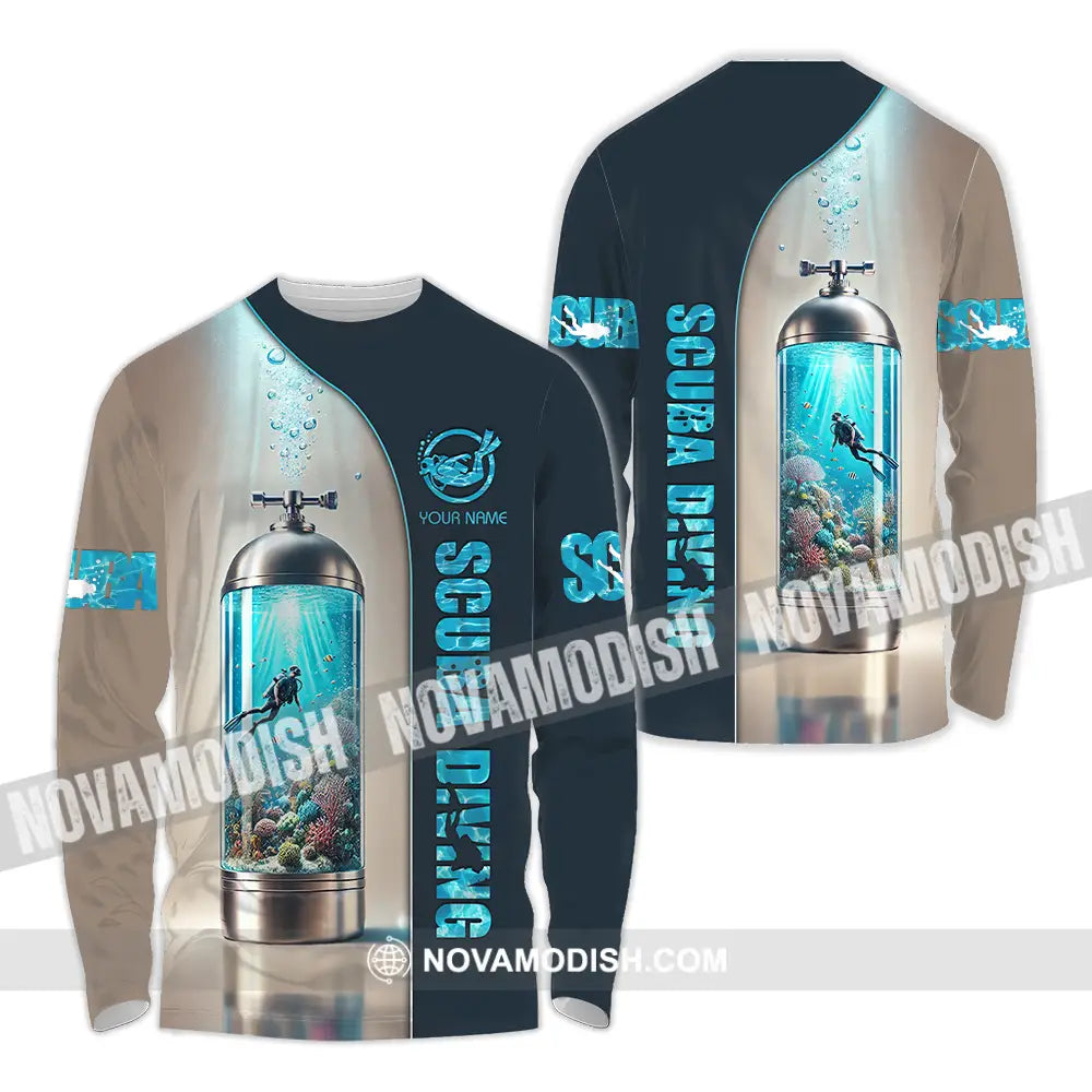 Unisex Shirt - Custom Text Shirt Scuba Diving Long Sleeve Shirt / S T-shirt