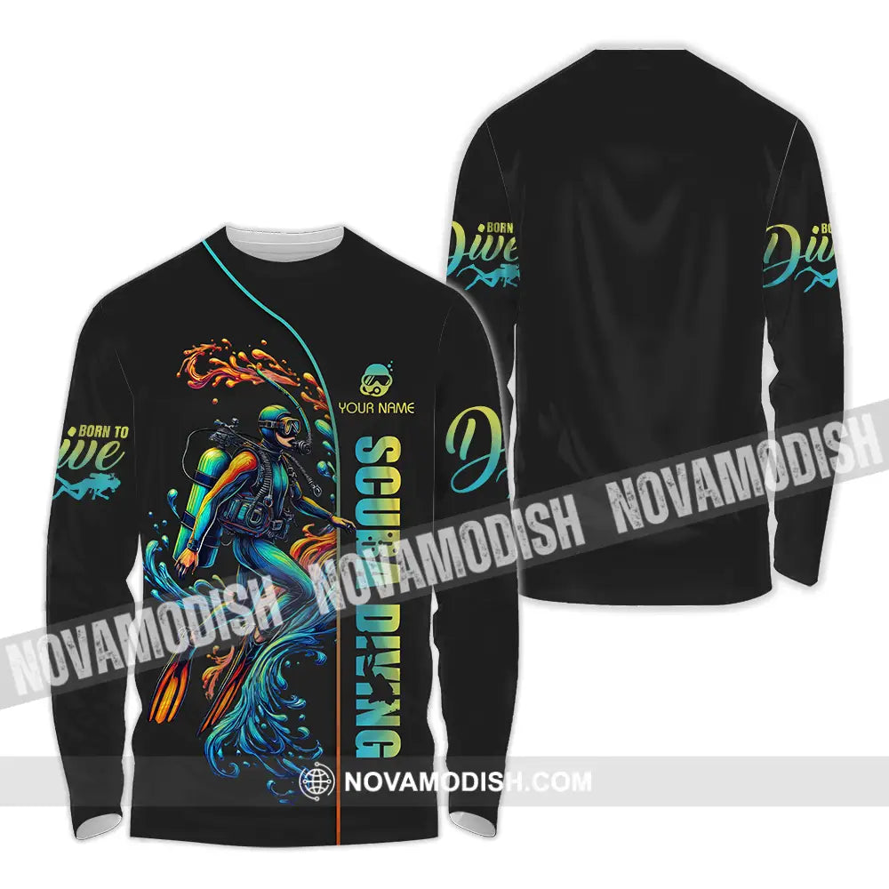 Unisex Shirt - Custom Text Shirt Scuba Diving Long Sleeve Shirt / S T-shirt