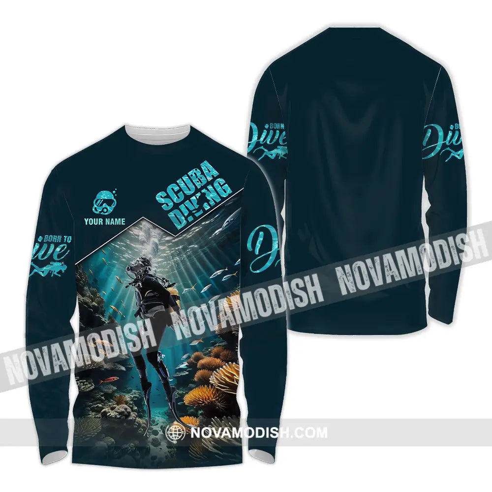 Unisex Shirt - Custom Text Shirt Scuba Diving Long Sleeve Shirt / S T-shirt