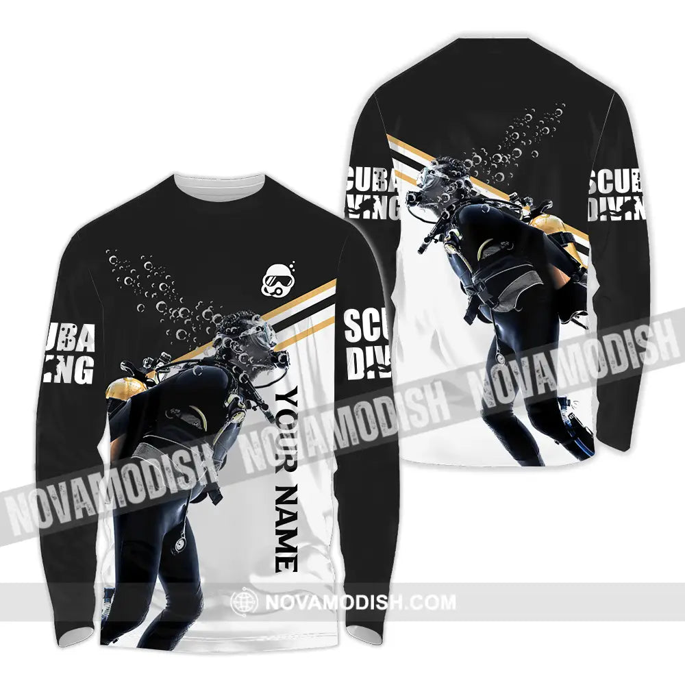 Unisex Shirt - Custom Text Shirt Scuba Diving Long Sleeve Shirt / S T-shirt
