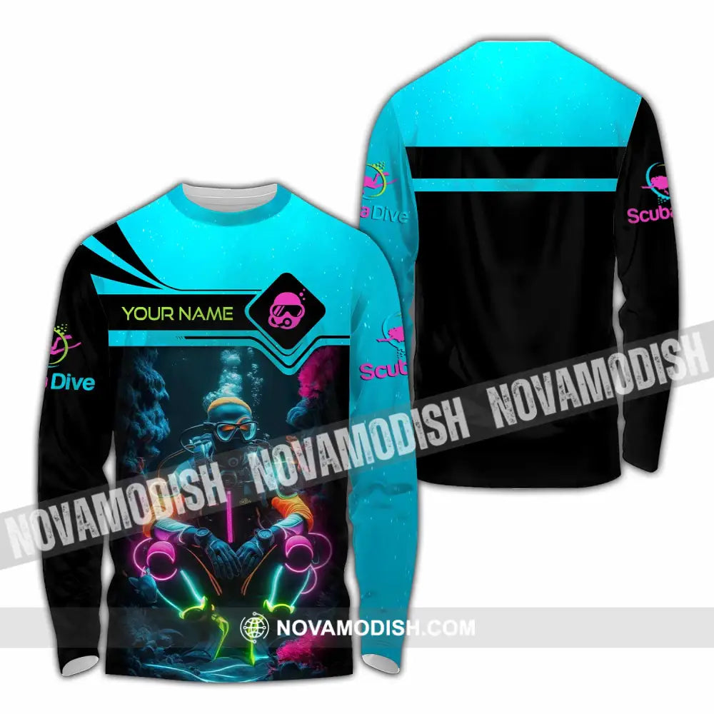 Unisex Shirt - Custom Text Shirt Scuba Diving Long Sleeve Shirt / S T-shirt